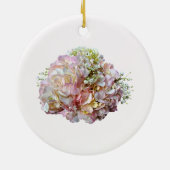 ピンク淡い色のアジサイとベビー息 セラミックオーナメント (裏面)