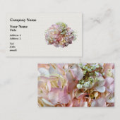 ピンク淡い色のアジサイとベビー息 名刺 (正面/裏面)