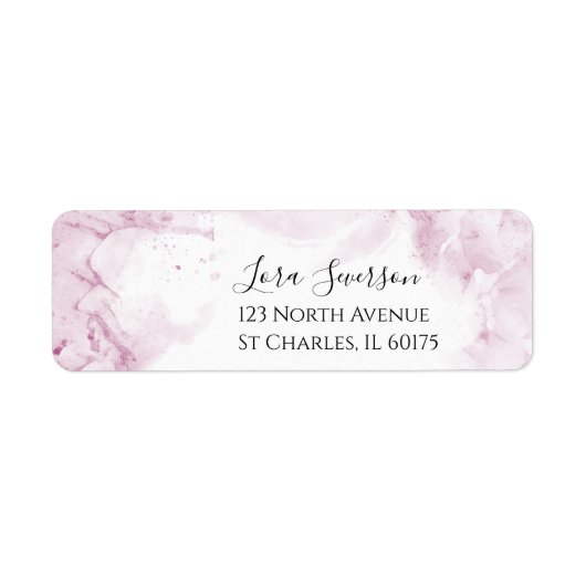 ピンク淡い色のアジサイ花の水彩 ラベル (正面)