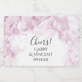 ピンク淡い色のアジサイ花ウォーター結婚カラー リキュールボトルラベル (シングルラベル)