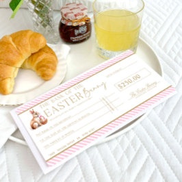 ピンク淡い色のイースターチェックギフト券カード 招待状