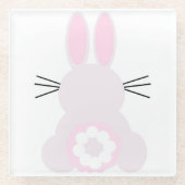 ピンク淡い色のイースターバニーガラスコアスター ガラスコースター (正面)