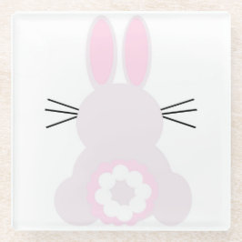 ピンク淡い色のイースターバニーガラスコアスター ガラスコースター