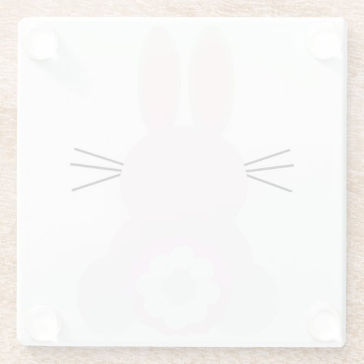 ピンク淡い色のイースターバニーガラスコアスター ガラスコースター (裏面)