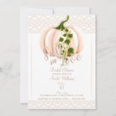 ピンク淡い色のカボチャ秋インラブブライダルシャワー 招待状 (正面)