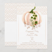 ピンク淡い色のカボチャ秋インラブ婚約パーティ 招待状 (正面/裏面)