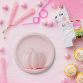 ピンク淡い色のカボチャ紙プレート ペーパープレート (パーティー)