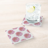 ピンク淡い色のガーベラデイジー ガラスコースター (アングル)