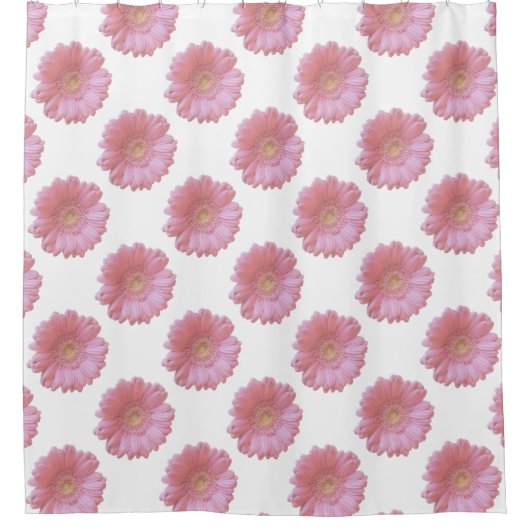 ピンク淡い色のガーベラデイジー シャワーカーテン (正面)