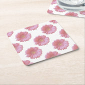 ピンク淡い色のガーベラデイジー スクエアペーパーコースター (アングル)
