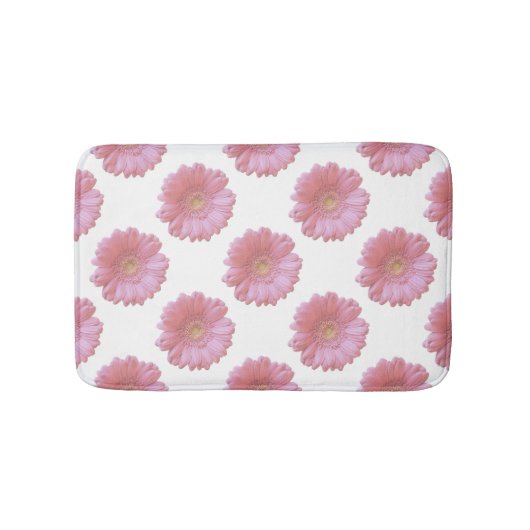 ピンク淡い色のガーベラデイジー バスマット (正面)