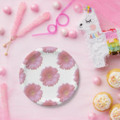 ピンク淡い色のガーベラデイジー ペーパープレート (パーティー)