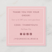 ピンク淡い色のクリスマステーマお客さま感謝 スクエア名刺 (裏面)