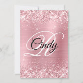 ピンク淡い色のグリッターとフォイル60誕生日 招待状 (裏面)