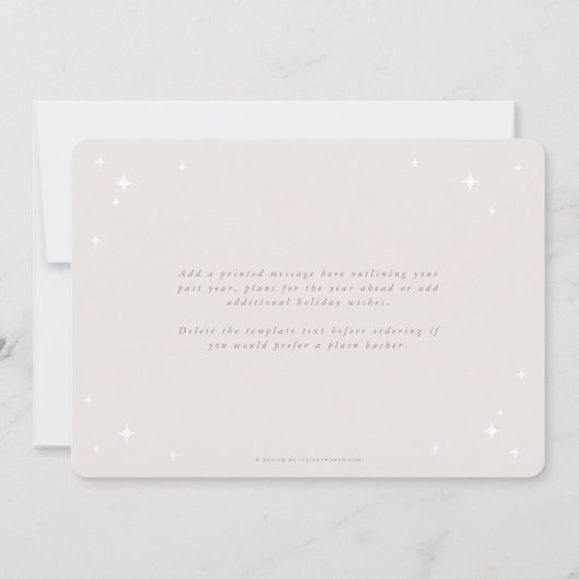 ピンク淡い色のシーズンズグリーティングレトロスターズフラット シーズンカード (裏面)