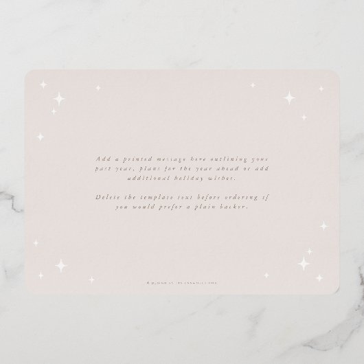 ピンク淡い色のシーズンズグリーティングレトロスターズフラット 箔シーズンカード (裏面)