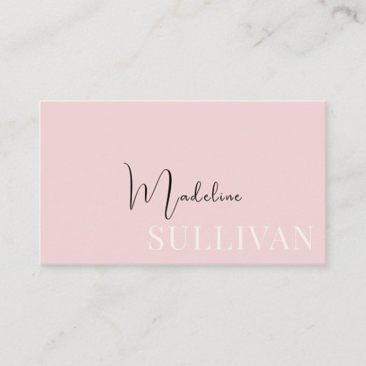 ピンク淡い色のスクリプト 名刺 (正面)