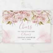 ピンク淡い色のダスティバラブライダルシャワーワきらめくイン スパークリングワインラベル (シングルラベル)