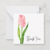 ピンク淡い色のチューリップパーソナライズされたありがとうノートカード ノートカード (正面)