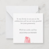 ピンク淡い色のチューリップパーソナライズされたありがとうノートカード ノートカード (裏面)