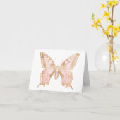 ピンク淡い色のチョコ空白のチョウ カード (黄色い花)