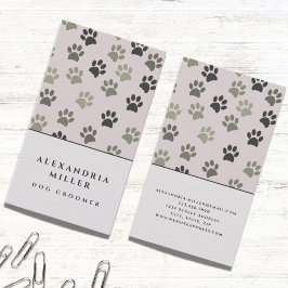 ピンク淡い色のドッグポープリント |犬のグルーミング 名刺