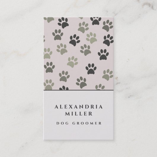 ピンク淡い色のドッグポープリント |犬のグルーミング 名刺 (正面)
