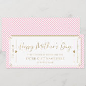 ピンク淡い色のハッピーマザーデイギフト券カード 招待状 (正面/裏面)