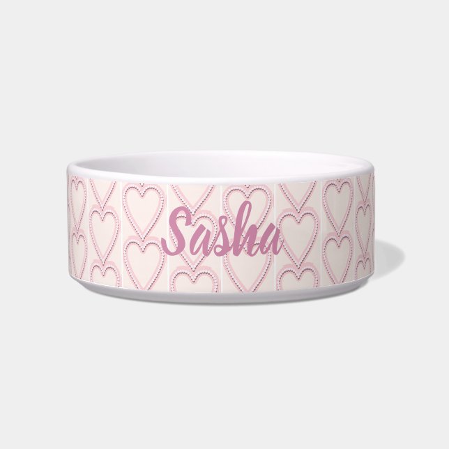 ピンク淡い色のハート ボウル (正面)