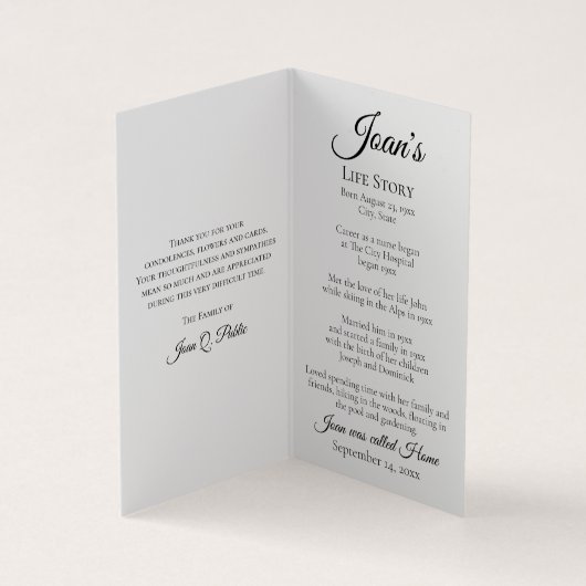 ピンク淡い色のバラ花葬祭記念祈りの言葉 名刺 (内部)