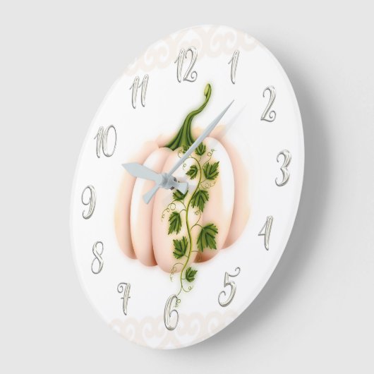 ピンク淡い色のパンプキンストーリーブックシック大きな時計 ラージ壁時計 (傾斜)