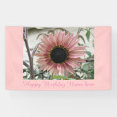 ピンク淡い色のヒマワリパーソナライズされた誕生日 横断幕 (横)