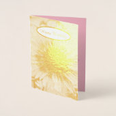 ピンク淡い色のヒマワリパーソナライズされた誕生日 箔カード (正面)