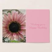ピンク淡い色のヒマワリパーソナライズされた誕生日 箔カード (内部)