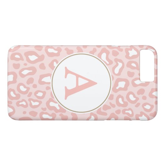 ピンク淡い色のヒョウMonogram iPhone 7プラスケース Case-Mate iPhoneケース (裏面(横))