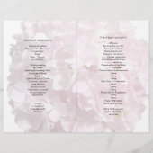 ピンク淡い色のフローラハート折り畳み結婚式 プログラム (裏面)
