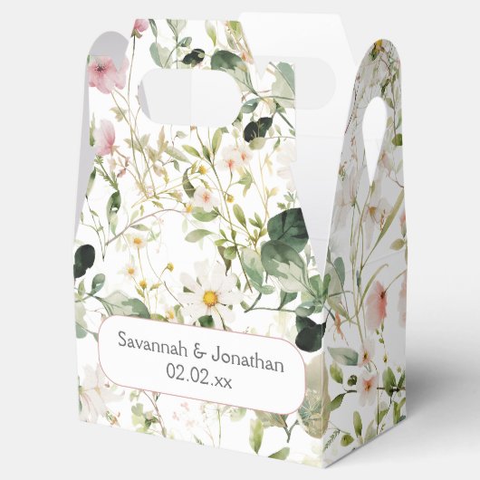 ピンク淡い色のフローラ結婚式の引き出物 フェイバーボックス (オープン)