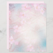 ピンク淡い色のフローラ&ダマスクレープブックエフェメラ (正面/裏面)