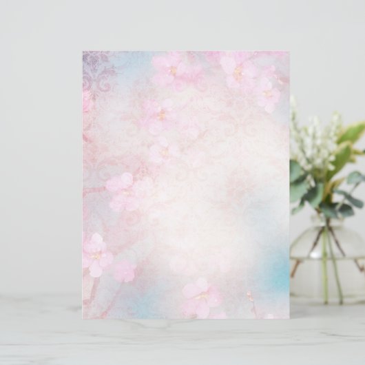 ピンク淡い色のフローラ&ダマスクレープブックエフェメラ (スタンド正面)