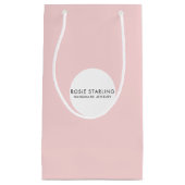 ピンク淡い色のブティックジュエリーブランドビジネスロゴ スモールペーパーバッグ (正面)