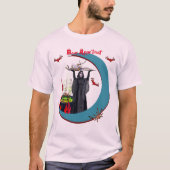 ピンク淡い色のブルームーンユニセックスハロウィーンTシャツ Tシャツ (正面)