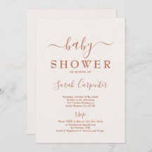 ピンク淡い色のボホミニマルベビーシャワー招待状