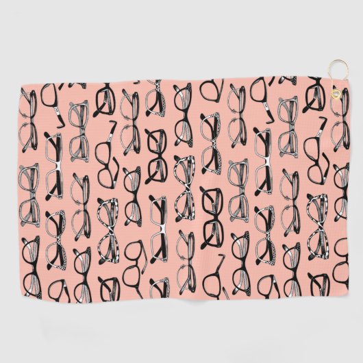 ピンク淡い色のメガネ、メガネ、アイウェア ゴルフタオル (横)