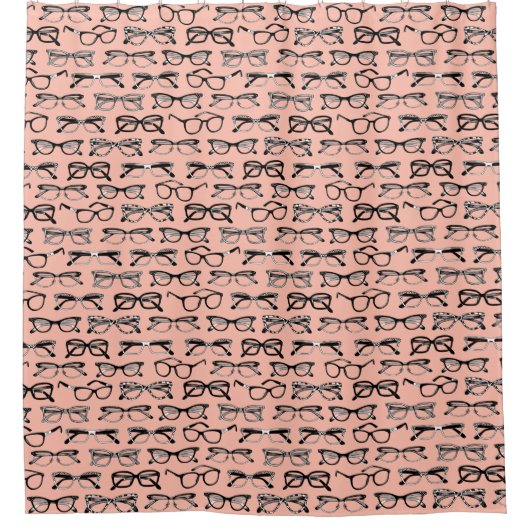 ピンク淡い色のメガネ、メガネ、アイウェア シャワーカーテン (正面)