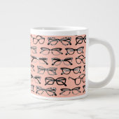 ピンク淡い色のメガネ、メガネ、アイウェア ジャンボコーヒーマグカップ (右)