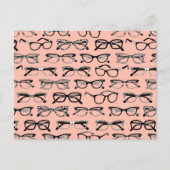 ピンク淡い色のメガネ、メガネ、アイウェア ポストカード (正面)