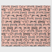 ピンク淡い色のメガネ、メガネ、アイウェア ラッピングペーパー (フラット)