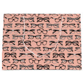 ピンク淡い色のメガネ、メガネ、アイウェア ラージペーパーバッグ (正面)