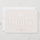 ピンク淡い色のメリークリスマスレトロスターズフラットフォト シーズンカード (正面)