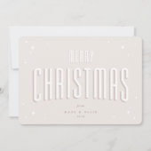 ピンク淡い色のメリークリスマスレトロスターズフラット シーズンカード (正面)